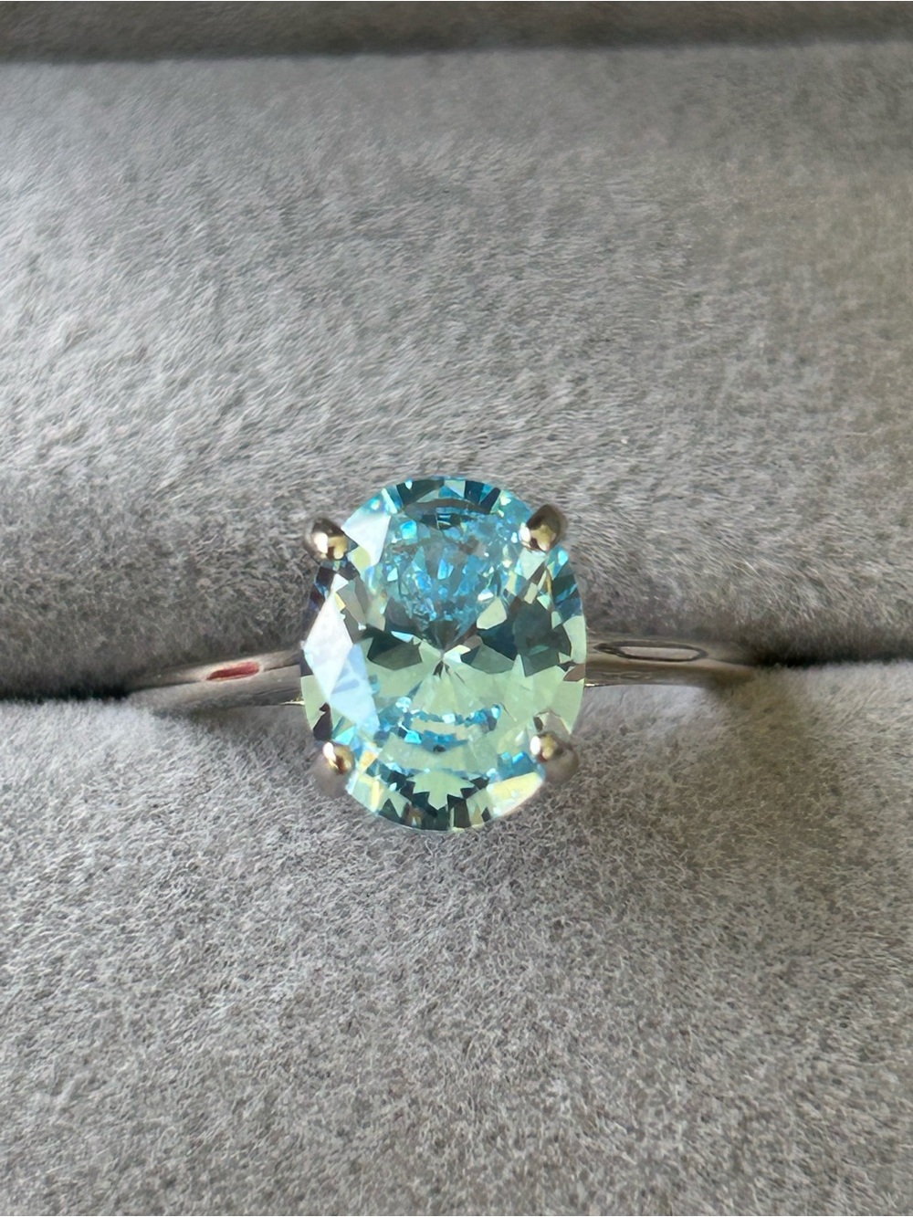 3 carat Aquamarine $ moissanite s925 Oval Solitaire Ring